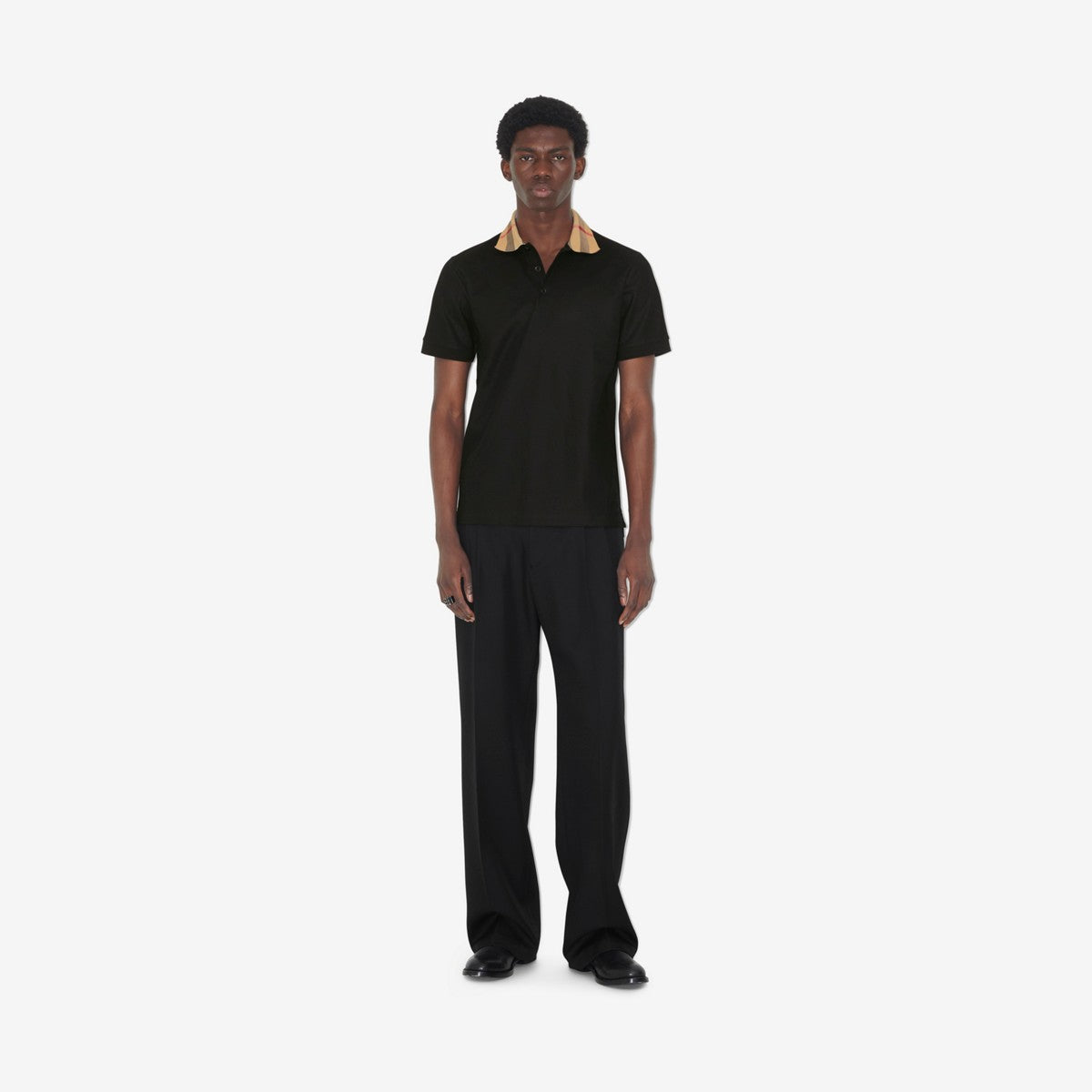Check Collar Cotton Polo